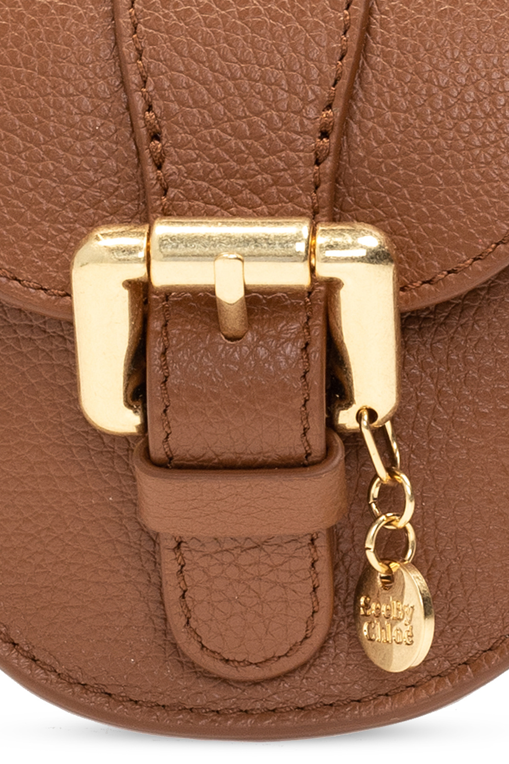 chloe shoulder bag in pink grained leather - 'Lesly' belt